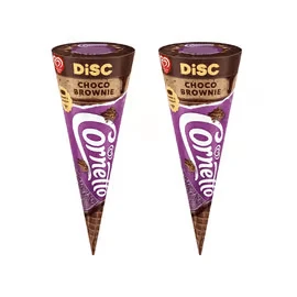 Kwality Walls Cornetto Choco Brownie Frozen Dessert Cone - Pack of 2